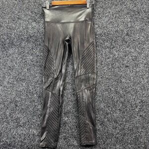 Spanx Faux Leather Moto Leggings Very Black High Waist Shaping Size Medium M